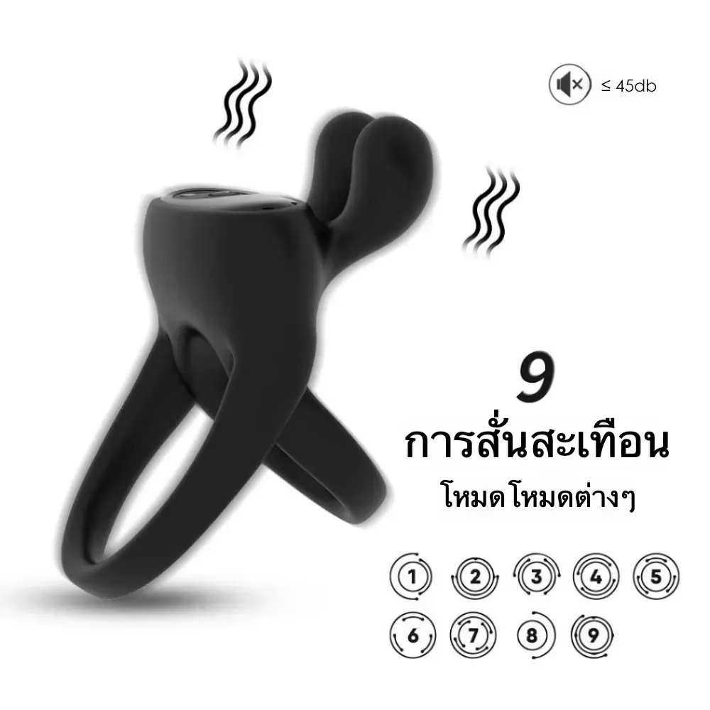ห่วงชะลอการหลั่ง ห่วงรัดควย สั่นได้ ดีไซน์หูกระต่าย กระตุ้นคลิตอริส