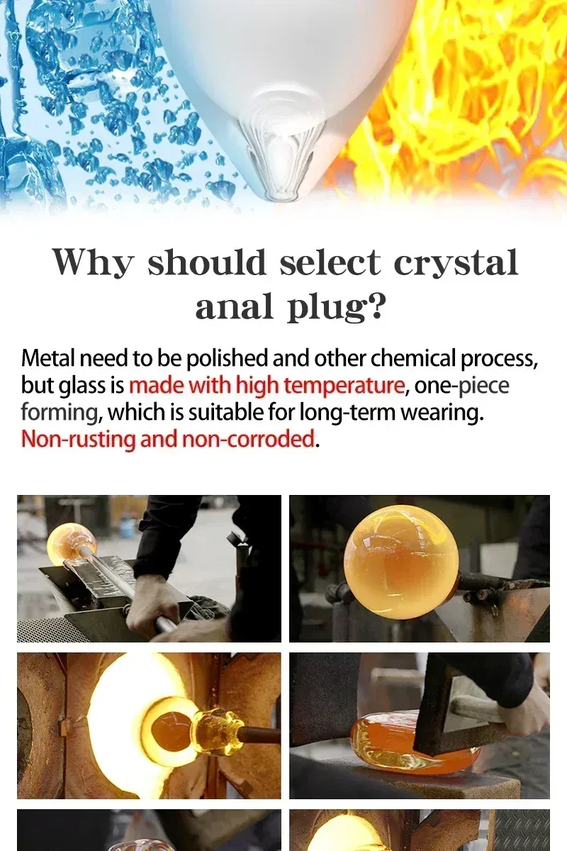 Ice And Fire Drop-Shaped Glass Butt Plug 3 Sizes Available