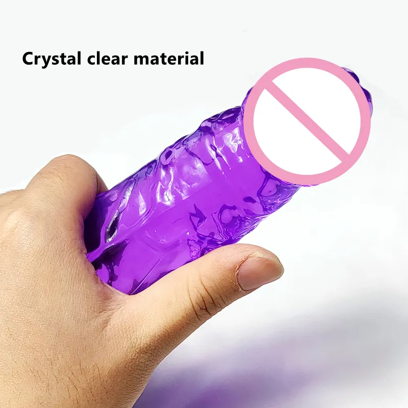 Transparent Purple Realistic Dildo With Suction Cup 3 Sizes