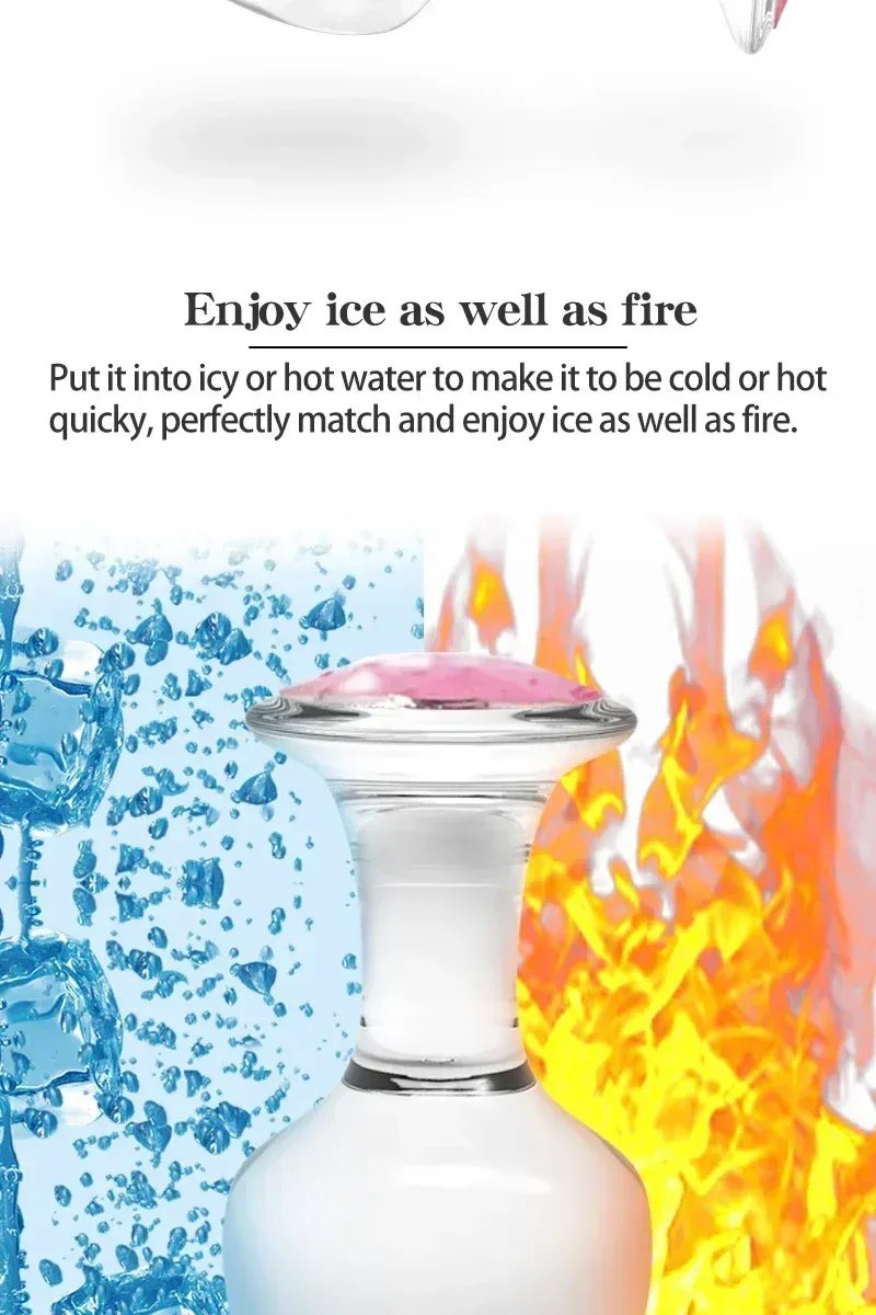 Ice And Fire Drop-Shaped Glass Butt Plug 3 Sizes Available