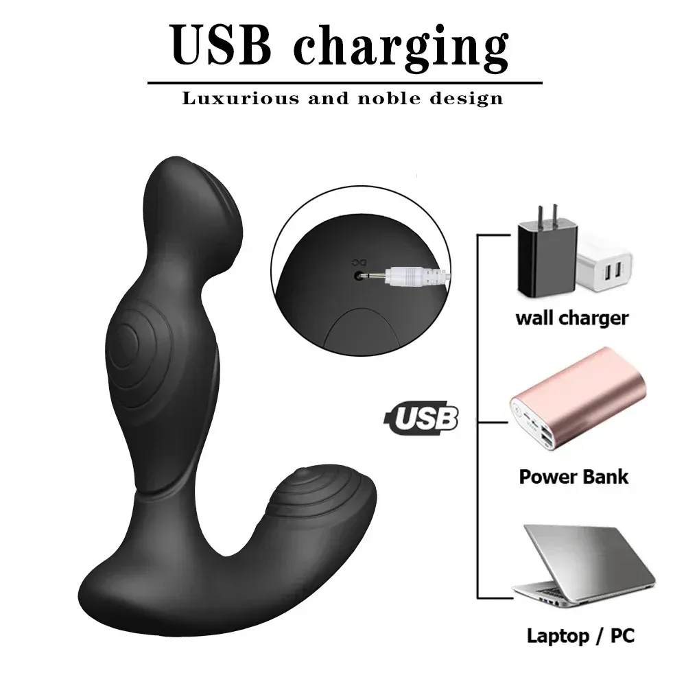 ของเล่นประตูหลัง เครื่องนวดต่อมลูกหมาก มอเตอร์คู่ ฟังก์ชันรีโมท