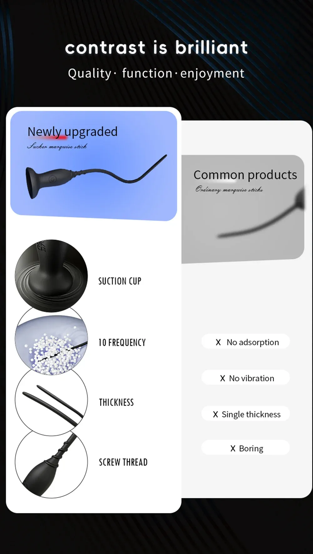 10-Frequency Urethral Sound With Suction Cup 2 Sizes