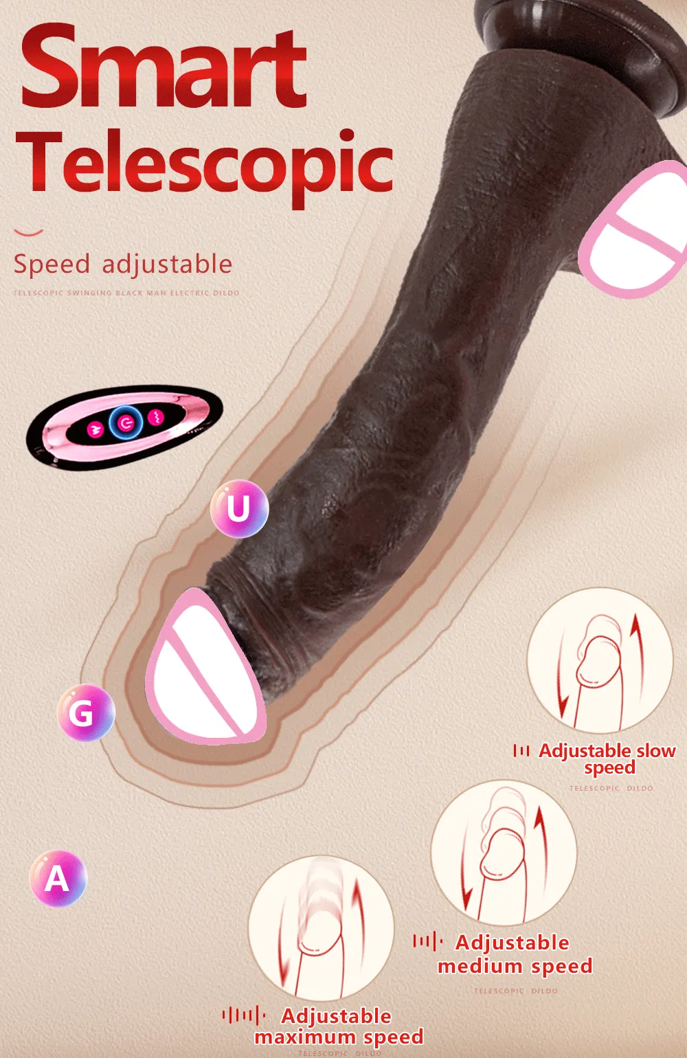 Extra-Long Heated 9 Frequencies Thrusting Realistic Dildo