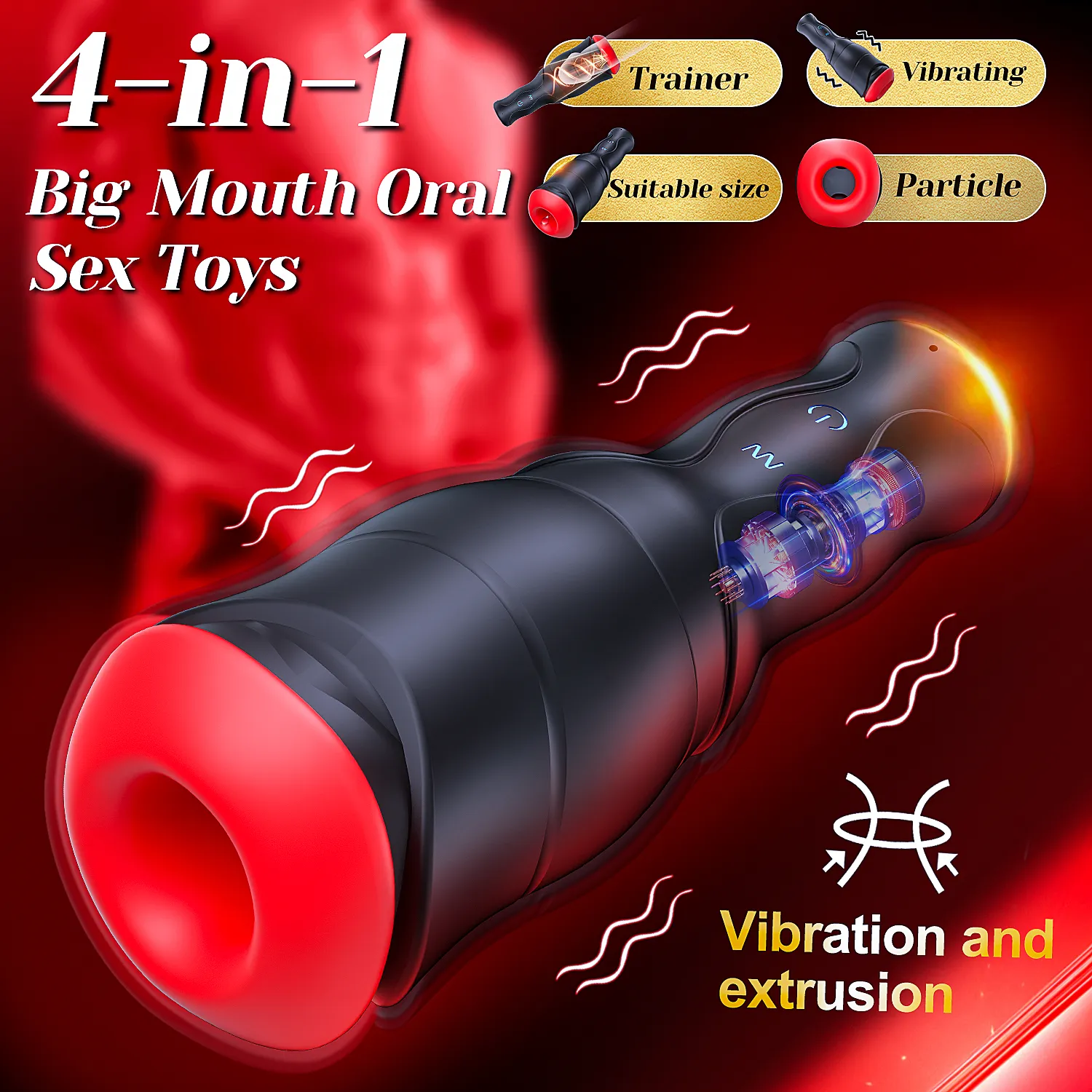 Mouth Oral Shaped Masturbator & Trainer 5 Squeeze Modes