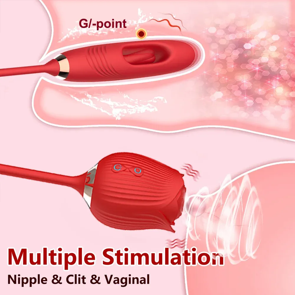 Rose Shaped Heating Suction Dual G-Spot & Clitoral Vibrator