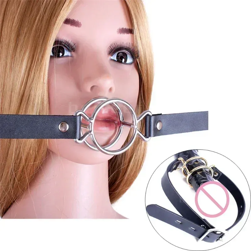 BDSM เข็มขัดรัดปากแบบบอล ที่อุดปากแบบแท่งตรงสำหรับทาสหญิง ปรับความยาวสายได้ ทางเลือก อุปกรณ์ SM