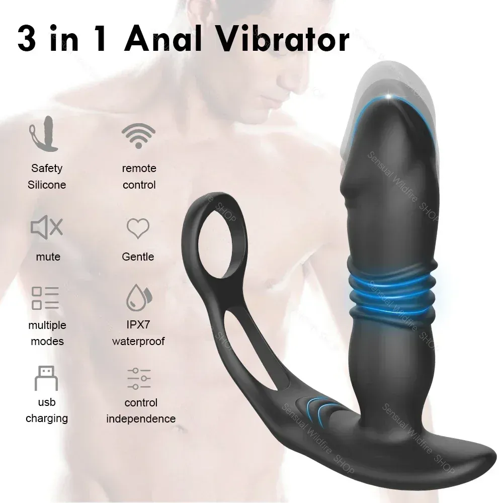 ของเล่นประตูหลัง เครื่องนวดต่อมลูกหมาก ยืดหด+ระบบสั่น หลายระดับการปรับ