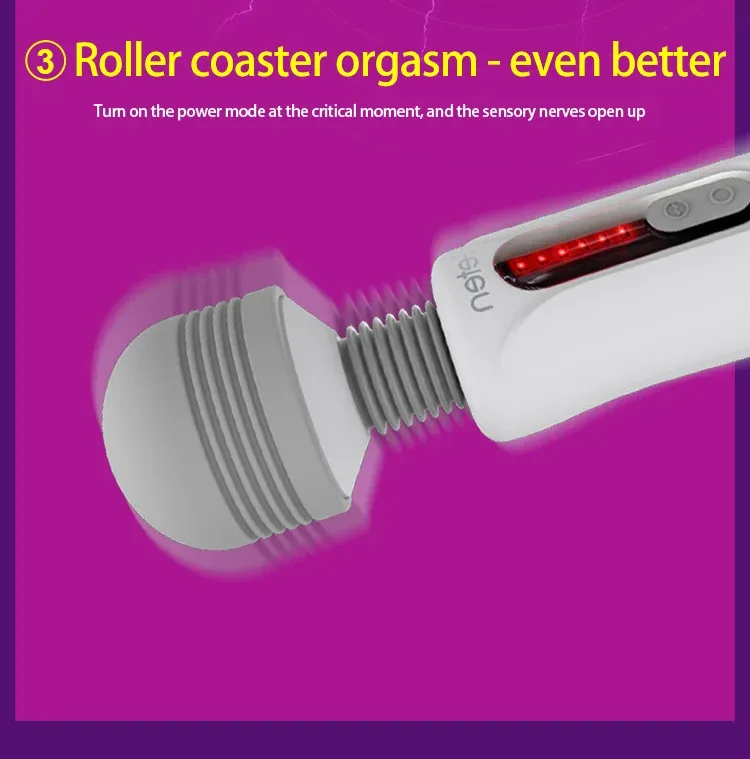 LETEN 5 Vibration Modes 6 Pulse Current Levels Wand Vibrator