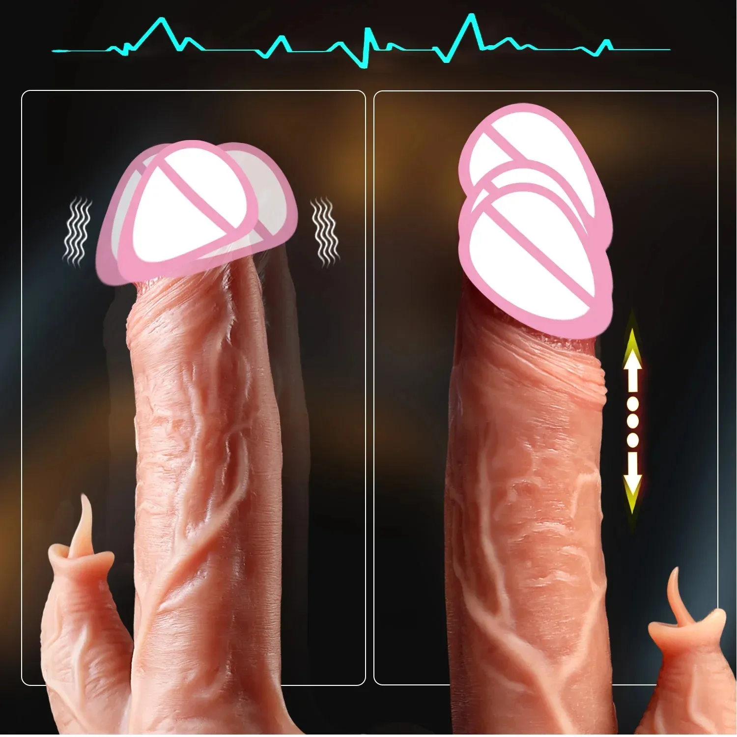 Dual-Head Licking & Thrusting Remote Control Realistic Dildo