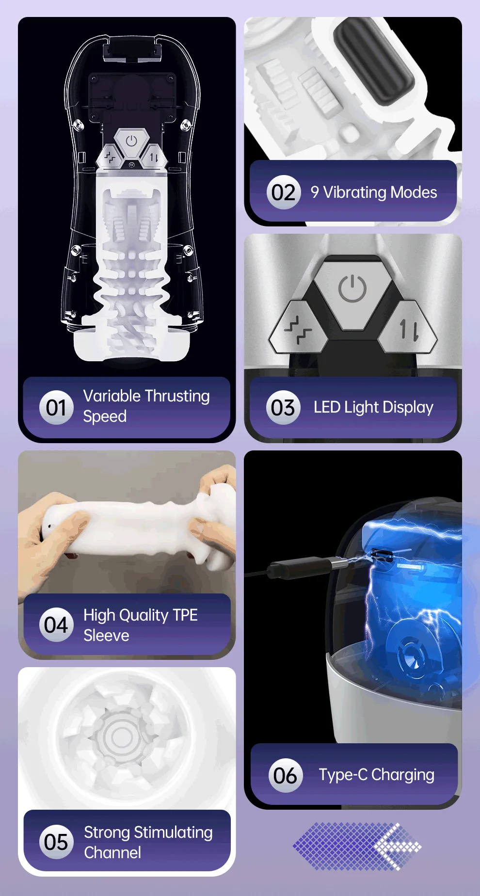 5D Inner Layer Automatic Male Masturbator Thrusting + Vibration
