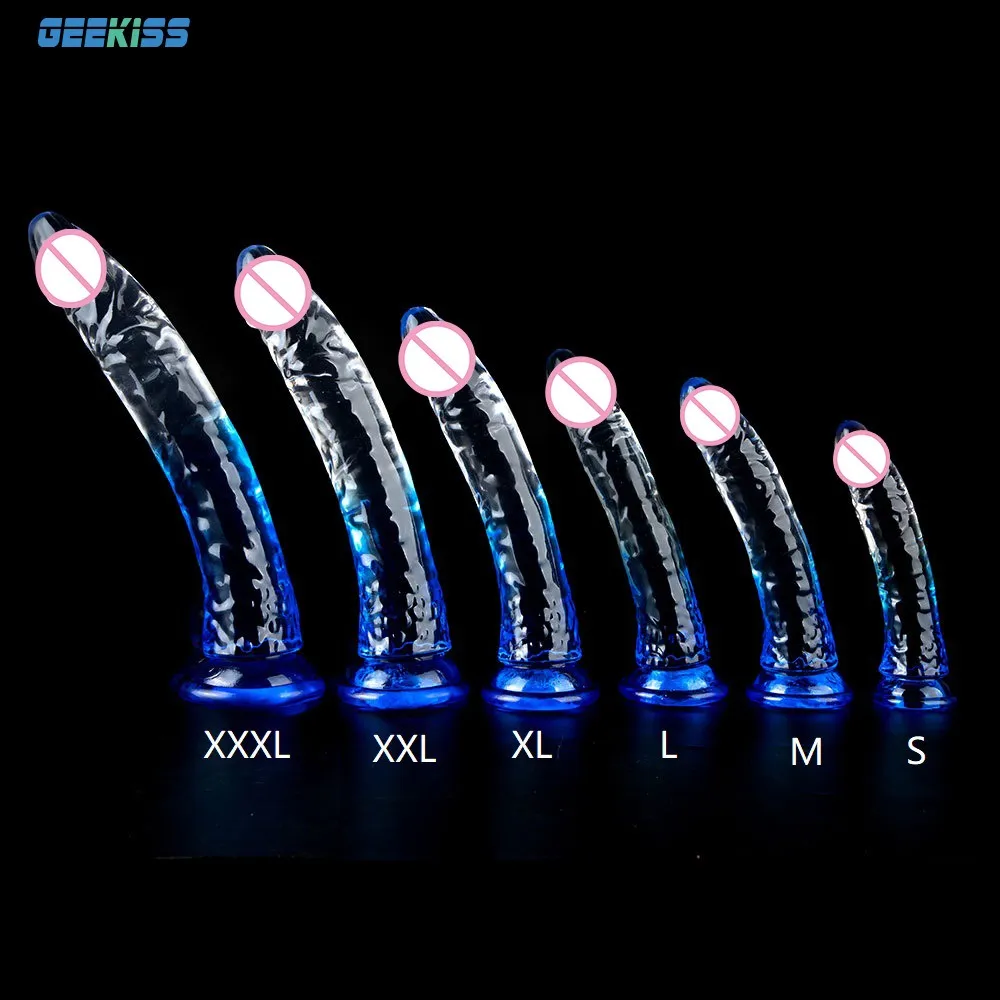 Medical-Grade TPE Transparent Gradient Blue Realistic Dildo