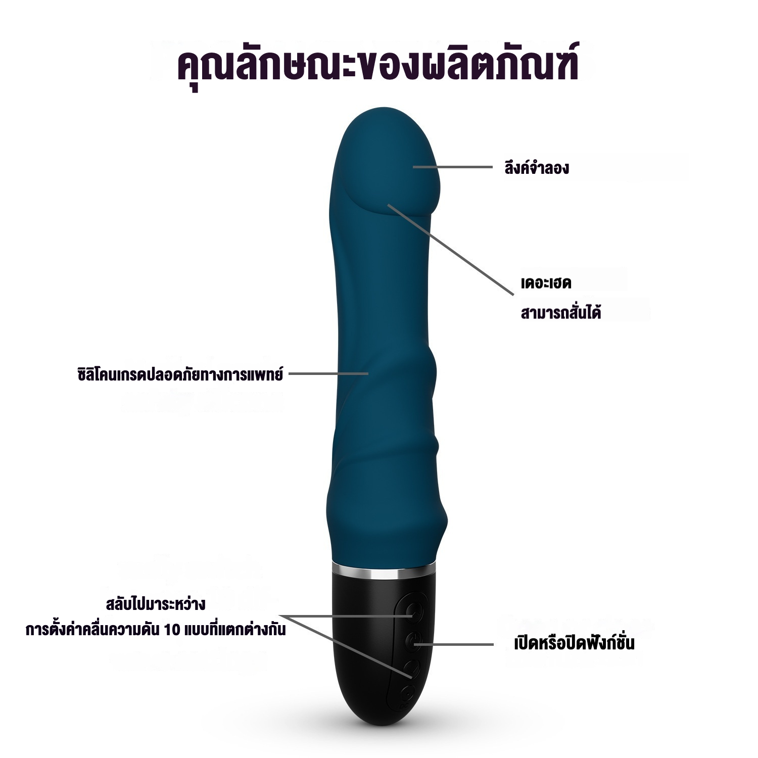 0054 ดิลโด้สั่น 10 ระดับความแรงสั่น ดีไซน์เลียนแบบธรรมชาติ ซิลิโคนเกรดทางการแพทย์ เสียงเงียบสุดพิเศษ