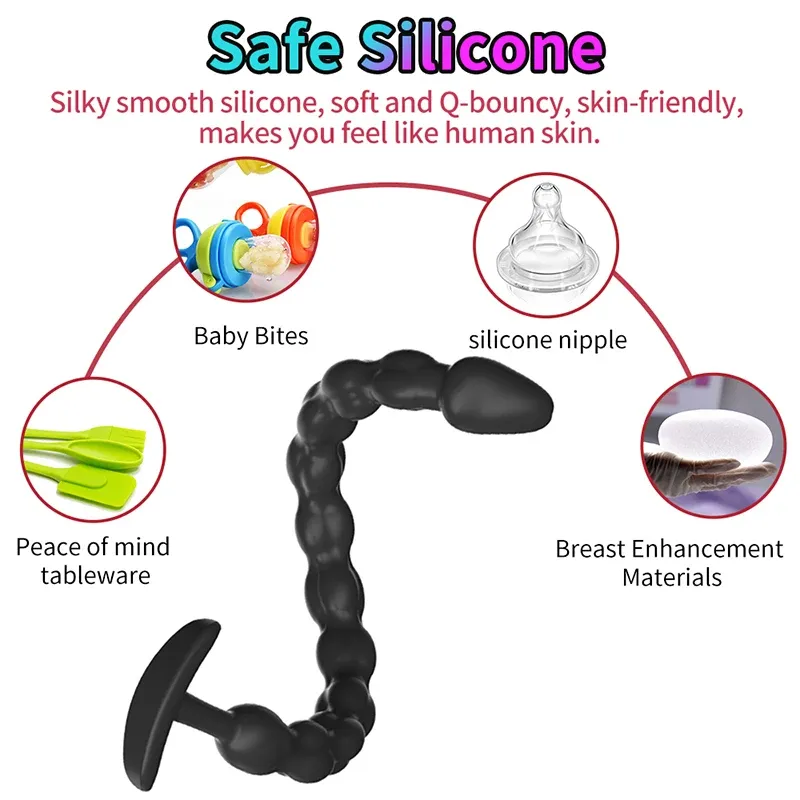 Multi-Section Beaded Silicone Anchor Butt Plug 3 Sizes