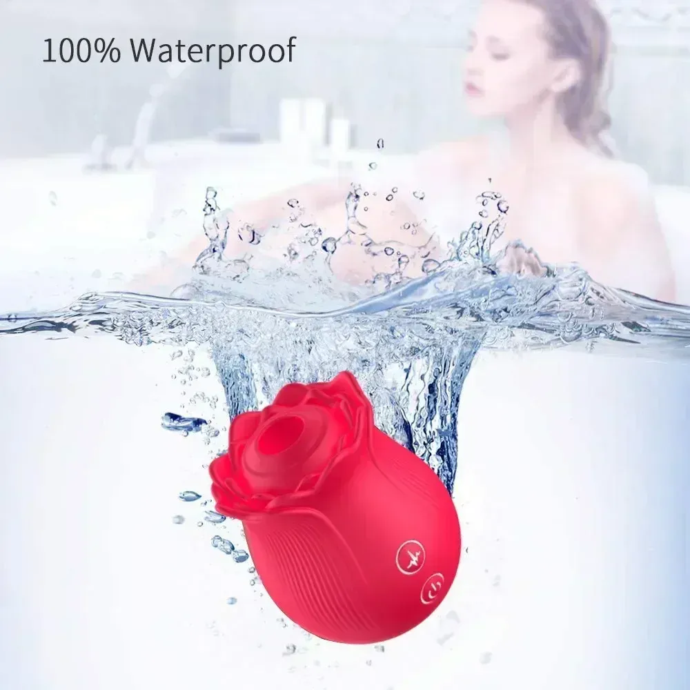 Rose Shaped 12 Suction Modes Clitoral Vibrator & Breast Toy