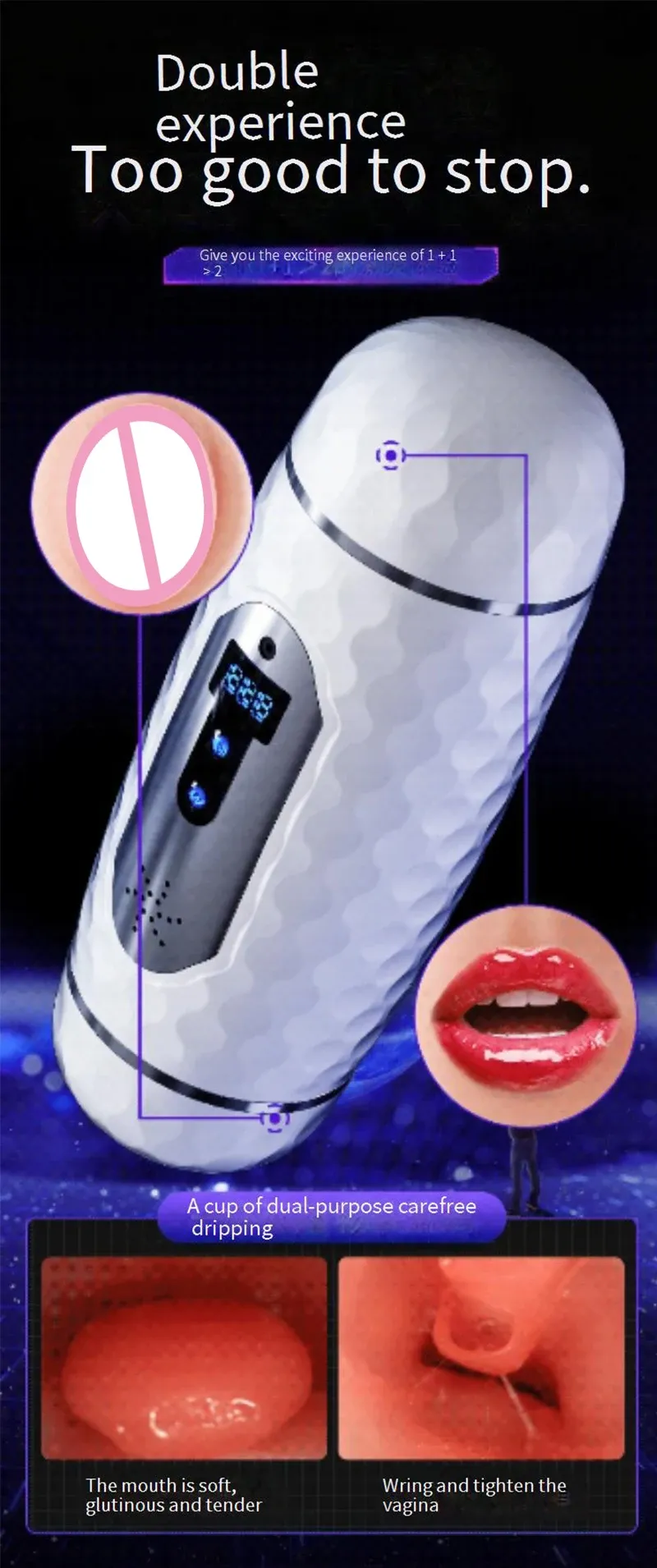 Realistic Vagina Heating Male Masturbator Dual Timing System