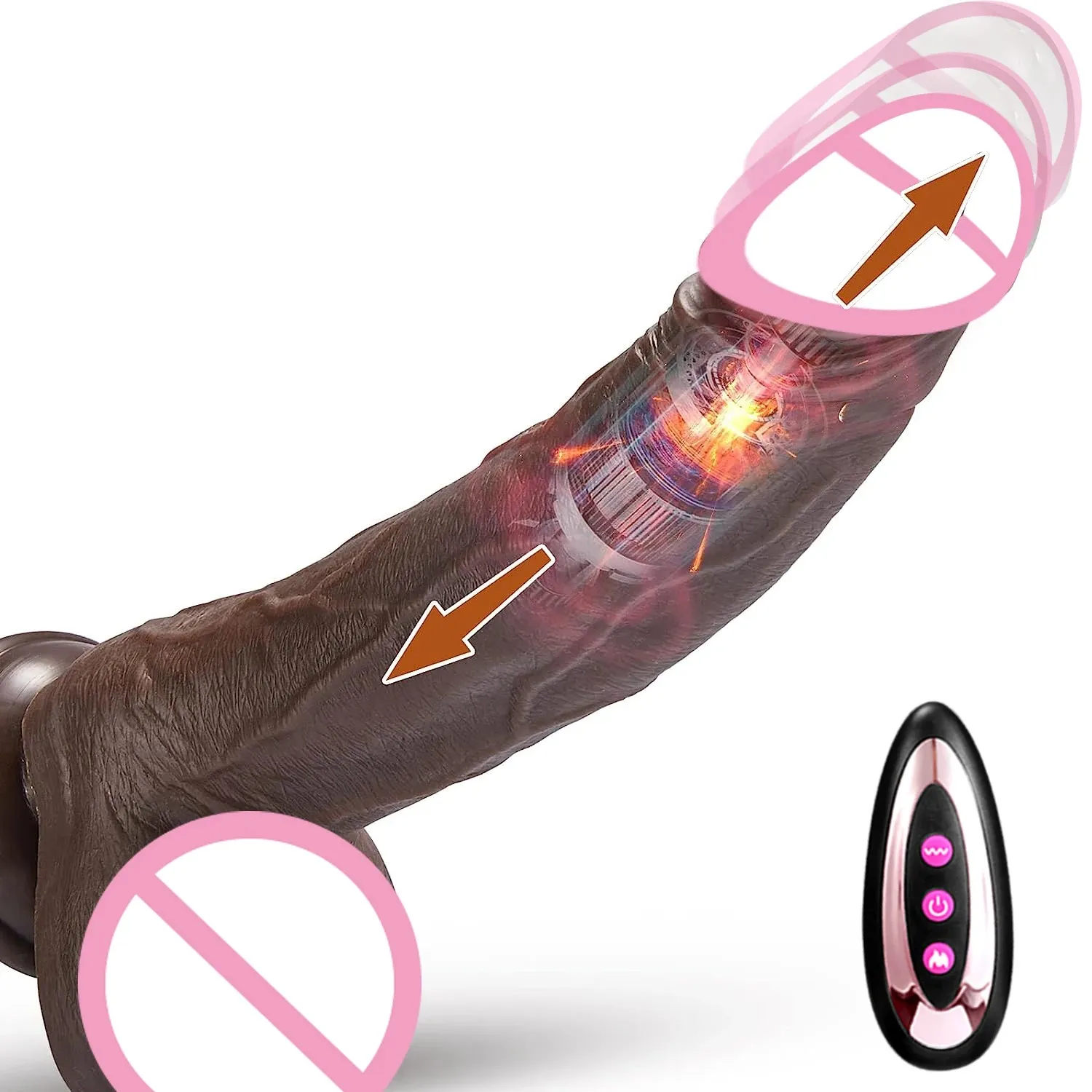 Heatable Vibrating&Thrusting Remote Control Realistic Dildo