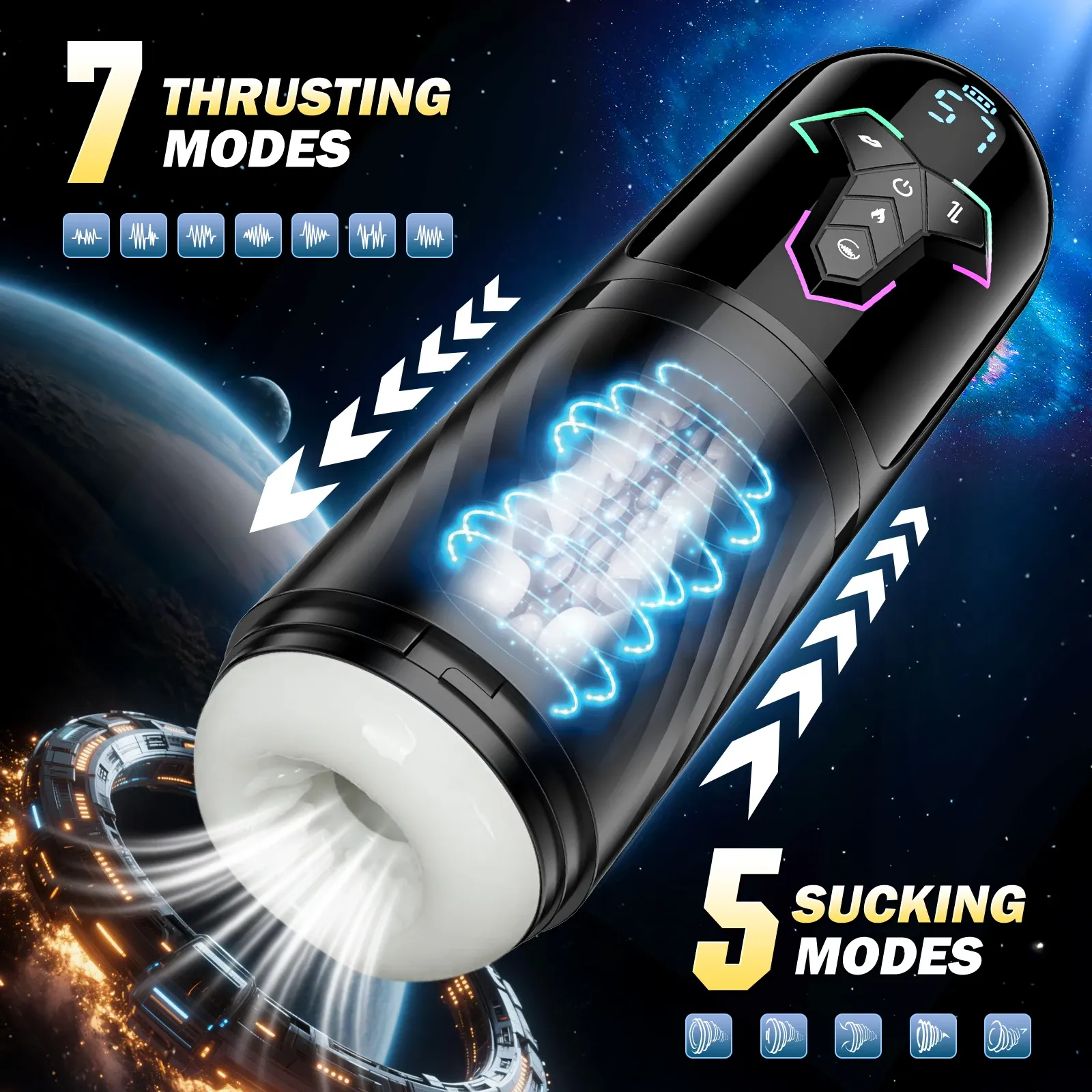 3-Engine Smart Heating APP Masturbator Neon Ambient Light