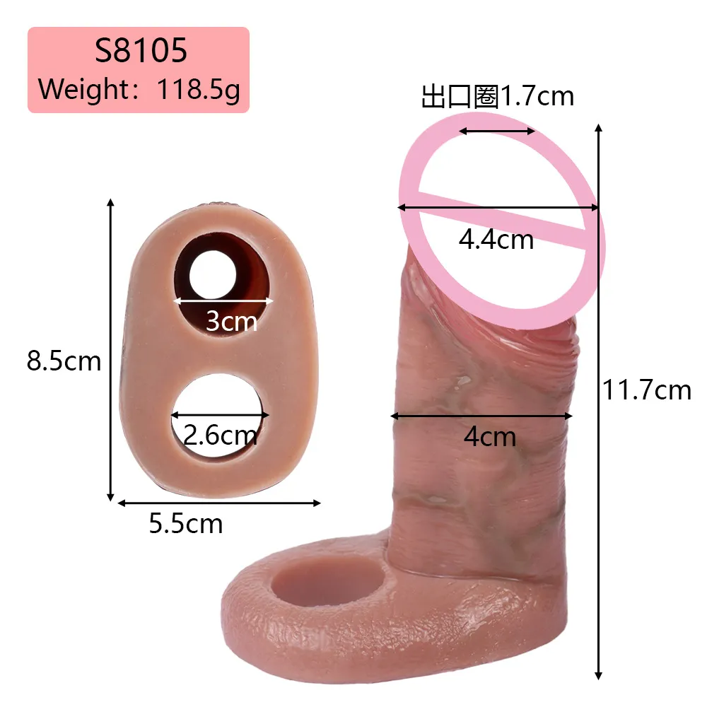 ปลอกเพิ่มขนาด ออกแบบสมจริงสูง เส้นเลือดโปน ระบบล็อกน้ำเชื้อ S8105
