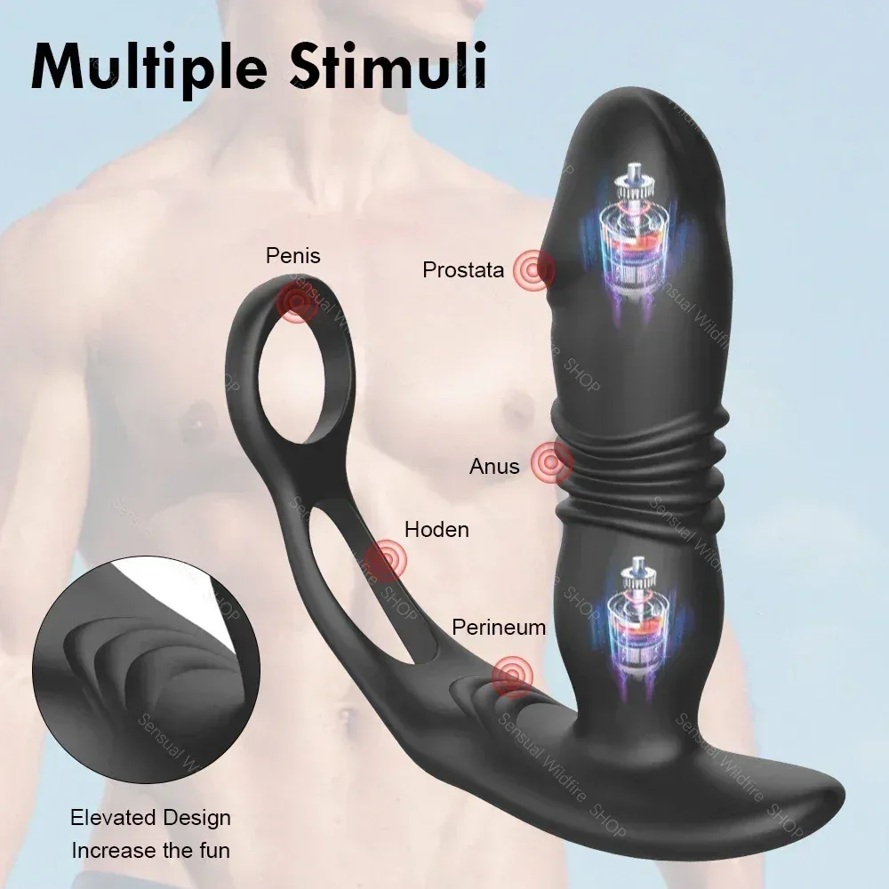 ของเล่นประตูหลัง เครื่องนวดต่อมลูกหมาก ยืดหด+ระบบสั่น หลายระดับการปรับ