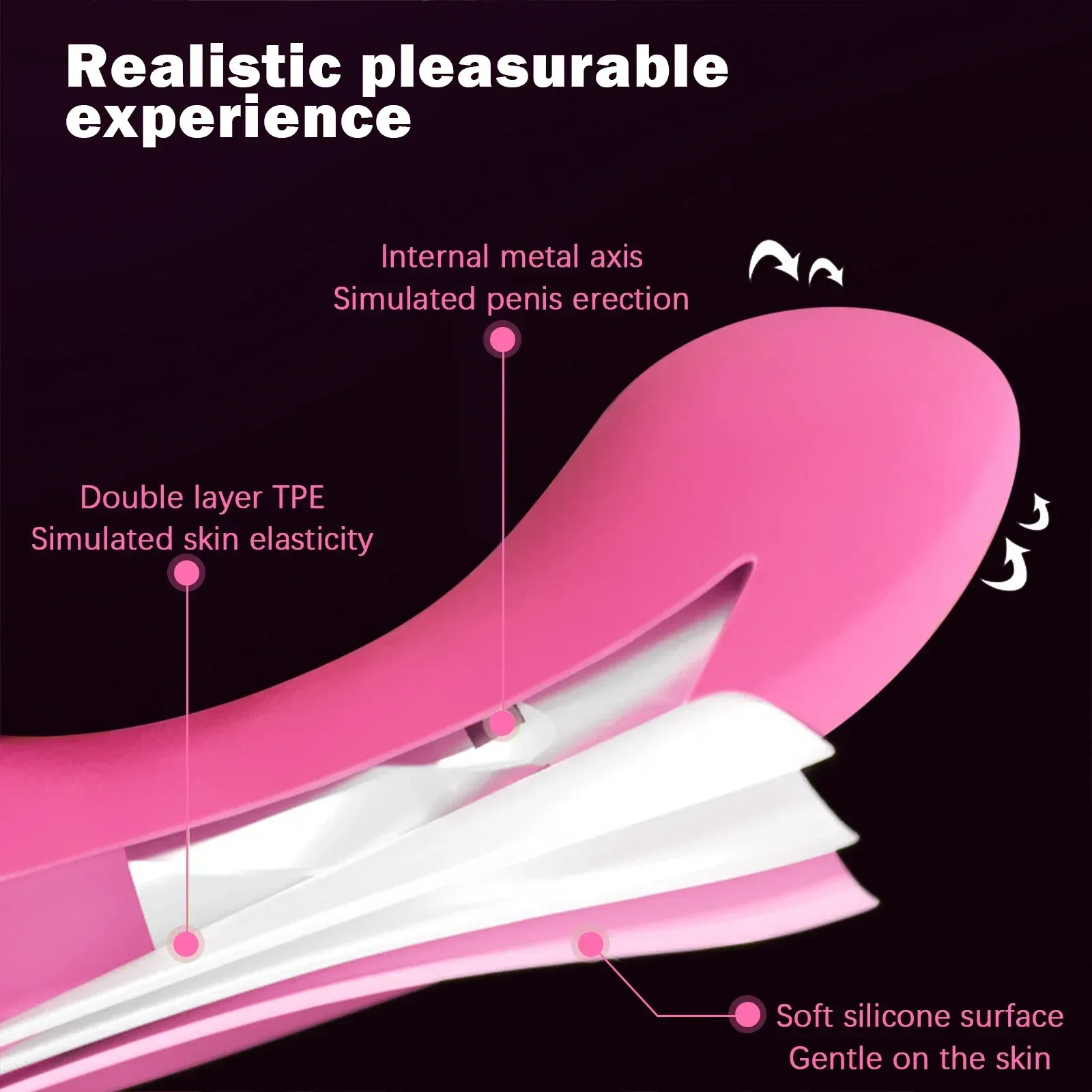 12 Frequencies Bendable Double-Layer TPE Spot Vibrator
