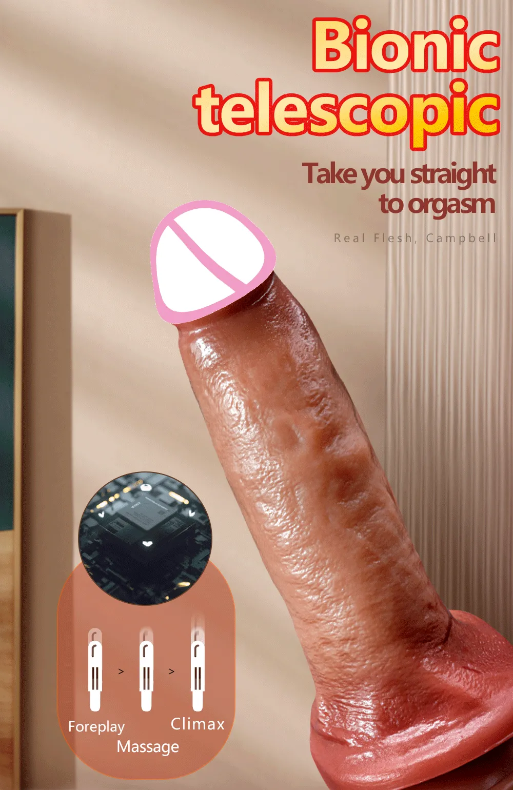 9 Modes Remote Control Heating & Thrusting Thickened Dildo
