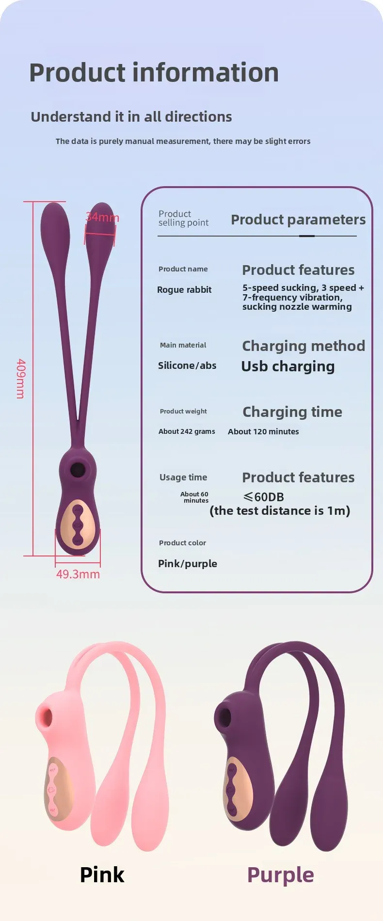 5 Suction + 3 Speeds + 7 Vibration Heating Egg Vibrator