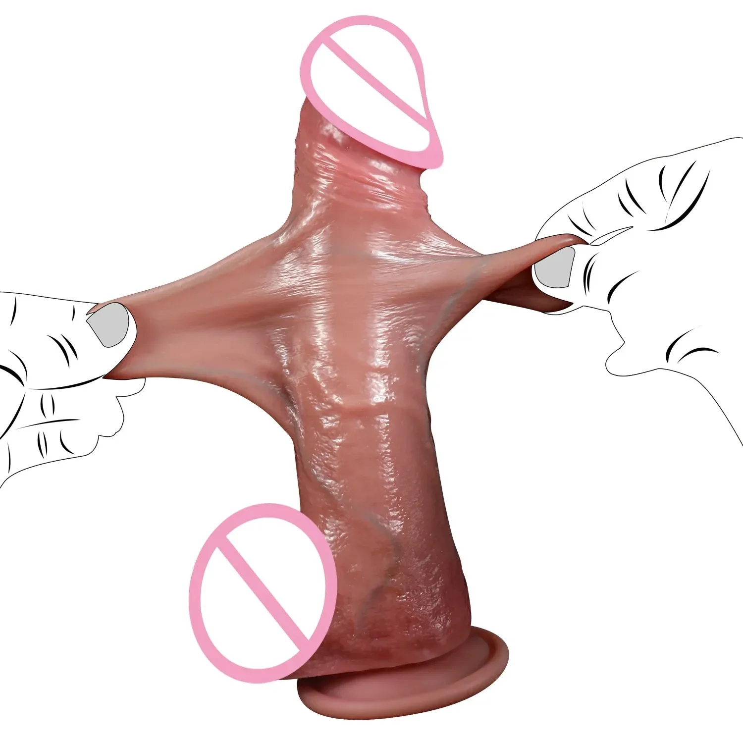 Skin Texture And Veins Thickened Realistic Dildo With Balls