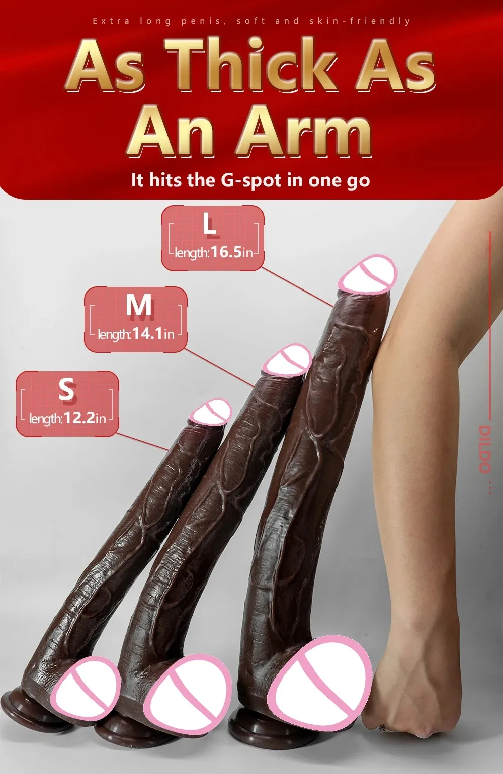Black Extra-Long Liquid Silicone Dildo 3 Sizes Available