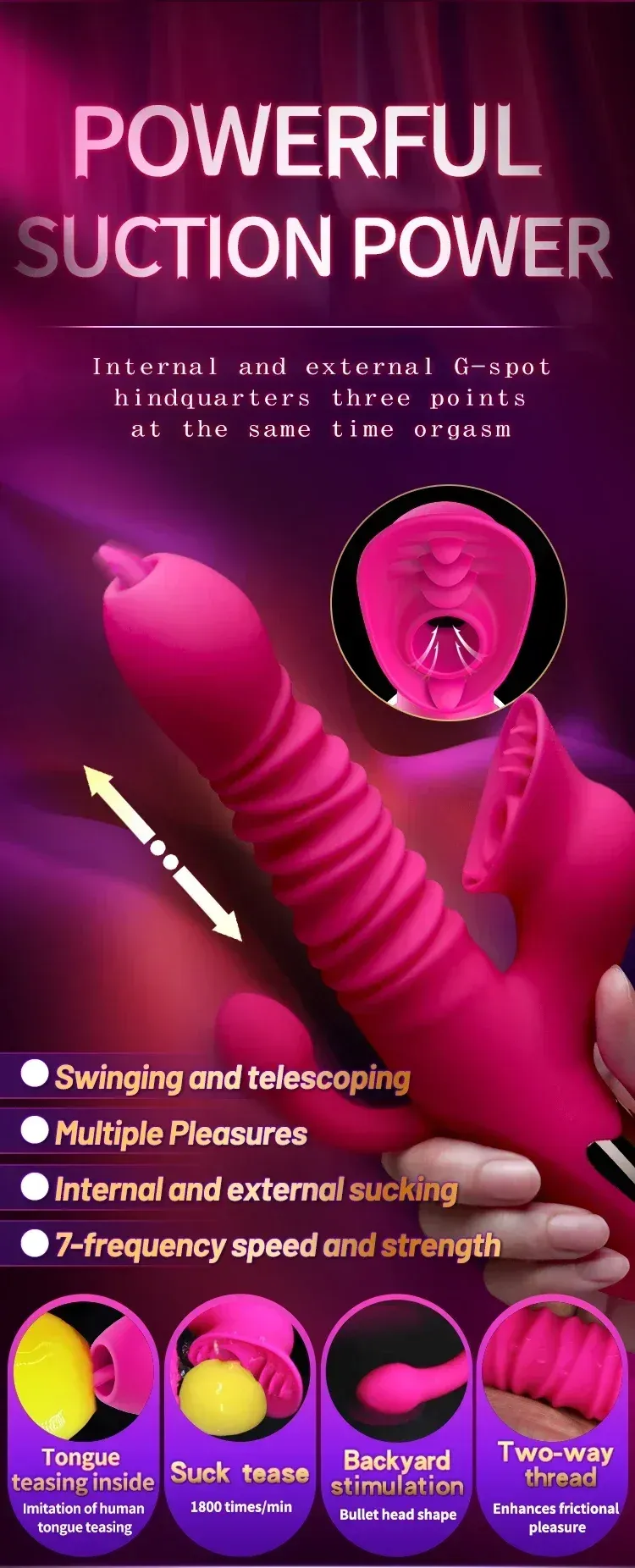 7 Frequencies & 7 Speeds Zonal Control Thrusting Stimulator