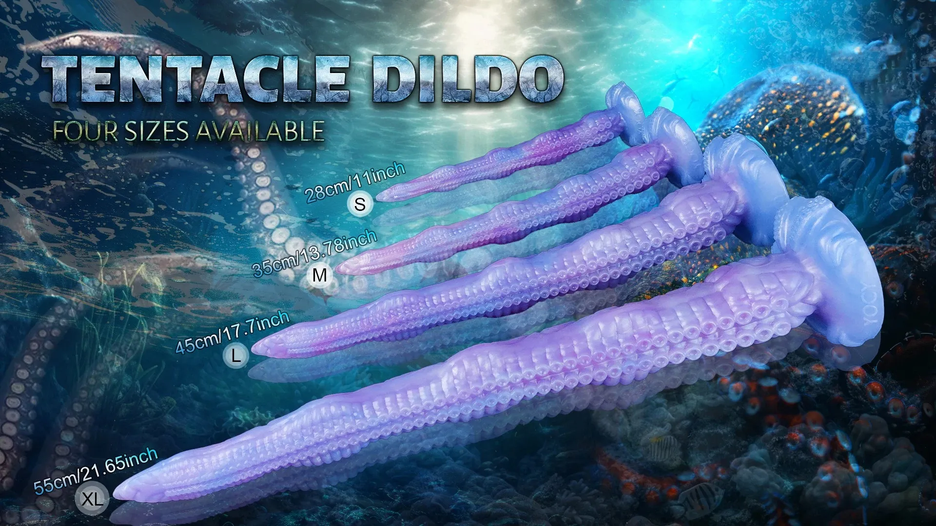 Liquid Silicone Light Blue Octopus Tentacle Fantasy Dildo