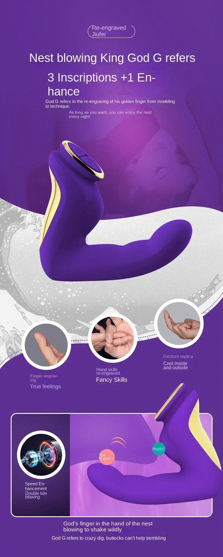 Ultra-High Speed Finger Shaped 7 Frequencies G-Spot Vibrator