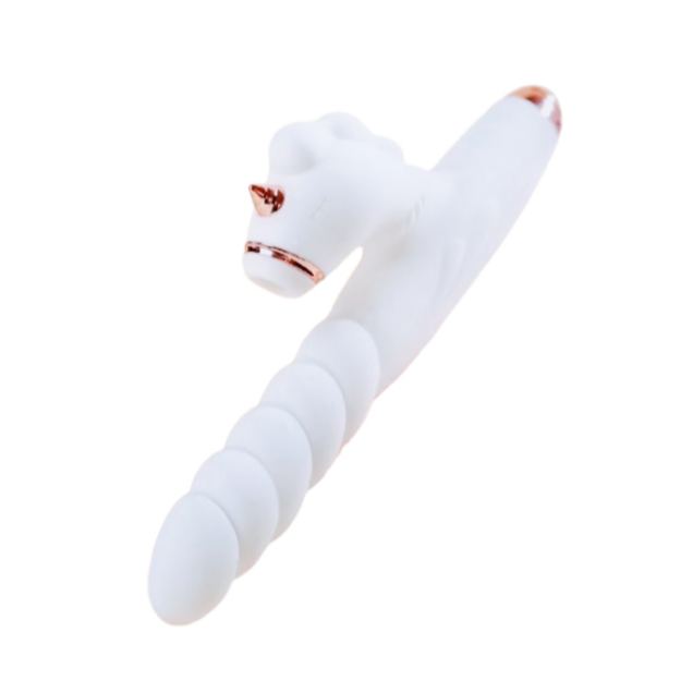 เครื่องนวดหลายฟังก์ชัน 10 ระดับความสั่นสะเทือน + ดูด + ยืดหด ระบบทำความร้อนอุณหภูมิคงที่ รูปลายยูนิคอร์น + ตัวเครื่องแบบเกลียว|GALAKU-sextoyfunny