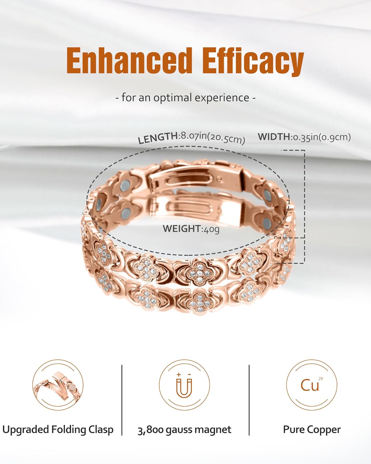Diystar® Copper Bracelets for Women. Pure Copper Magnetic Bracelet with 3800 Gauss Effective Magnets