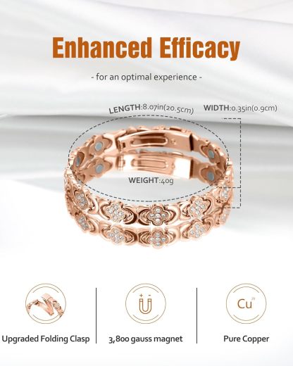 Diystar® Copper Bracelets for Women. Pure Copper Magnetic Bracelet with 3800 Gauss Effective Magnets