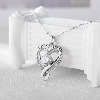 Engraved Heart Necklace for Wife with LED Box