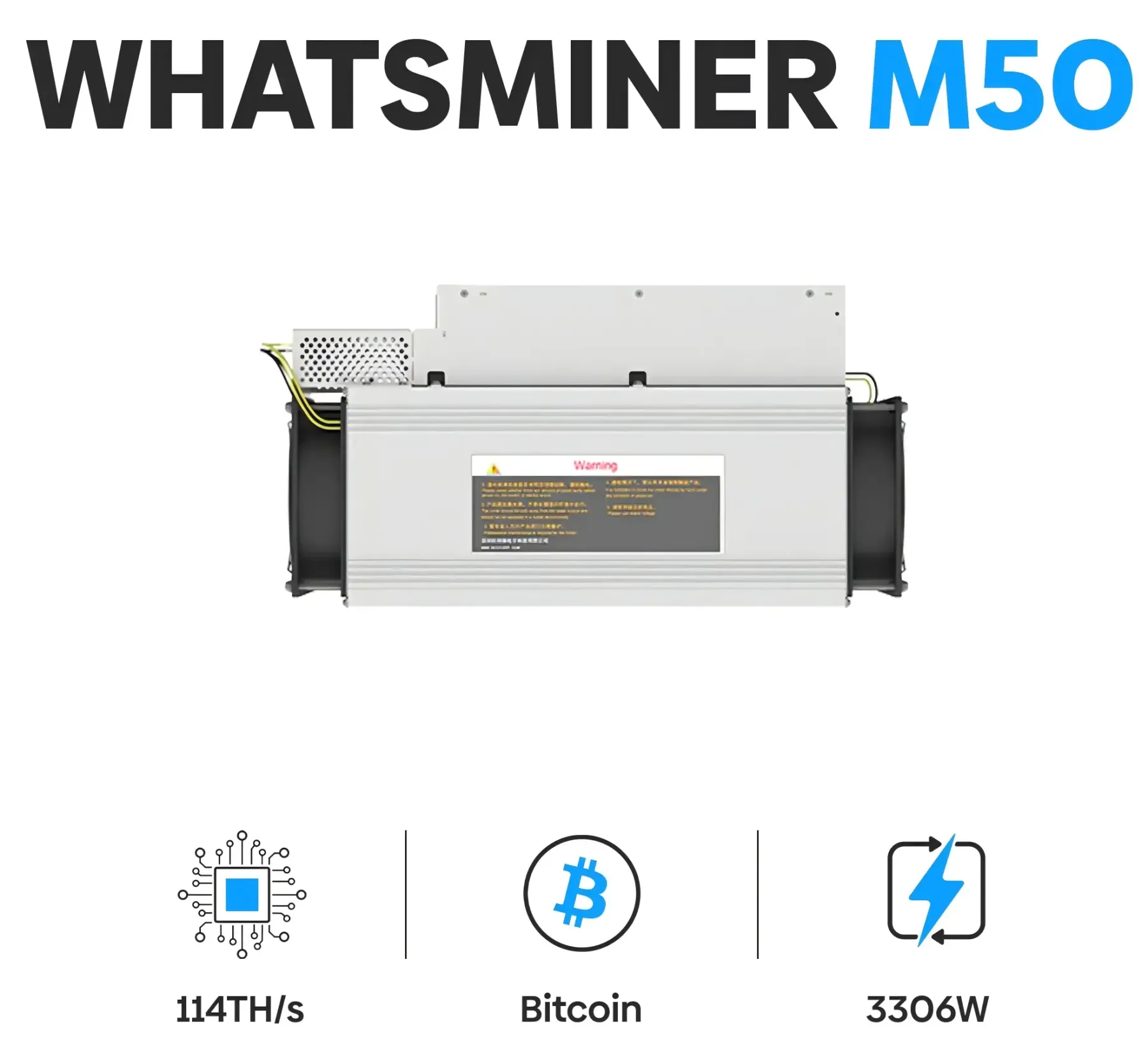 WhatsMiner M50 Air-Cooled | 124T–162T SHA-256 Bitcoin Miners
