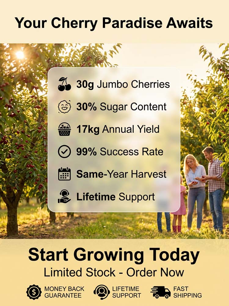 🍒 <Harvest in Just 60 Days> Giant Seedless Cherry Trees—30% Sugar Content & Grows like a Wildflower! 🍒