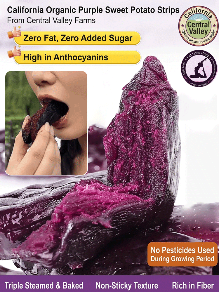 ✨ [Available Only 30 Days/Year] ✨ Premium Central Valley Organic Purple Yam Strips triple-steamed for the ultimate soft and chewy texture 🍠