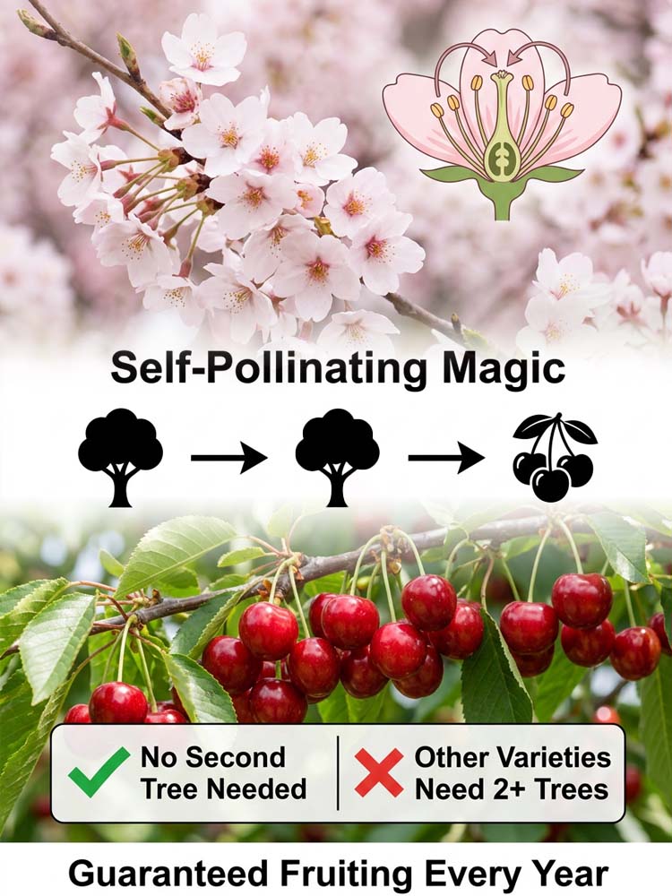 🍒 <Harvest in Just 60 Days> Giant Seedless Cherry Trees—30% Sugar Content & Grows like a Wildflower! 🍒