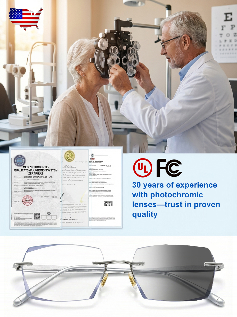 <Designer-Crafted German Titanium> 3-in-1 Smart Progressive Readers: Auto-Focus for All Diopters (+1.0 to +7.0), Photochromic Sunglasses & Blue Light Block! ✨