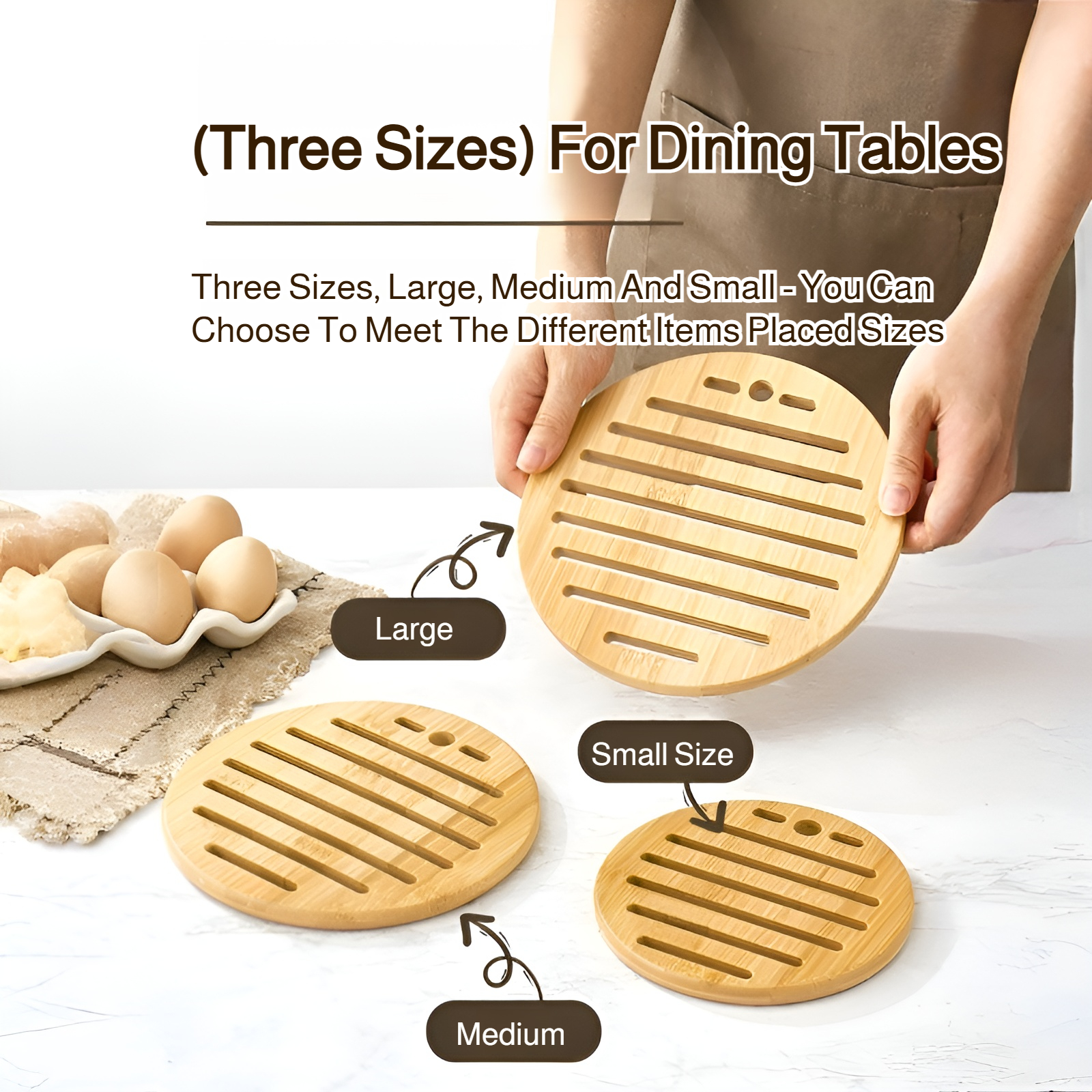 Close-up of heat-resistant bamboo table mat