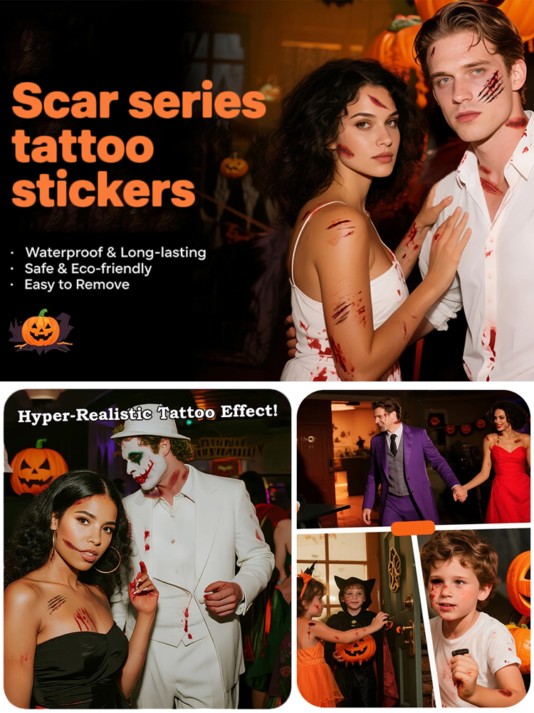 Hilarious & Spooky Waterproof Halloween Face Tattoos