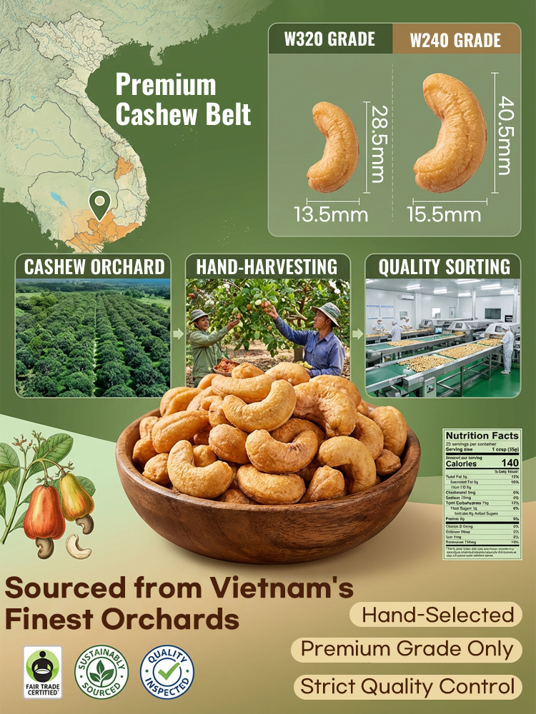 ✨<Available Only 30 Days/Year> Premium Vietnamese W240 Cashews, freshly harvested with incredibly rich and plump flesh! ✨