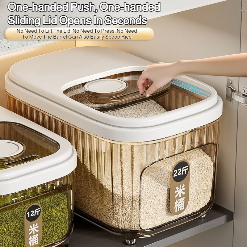 Household multifunctional rice bucket with lid seal