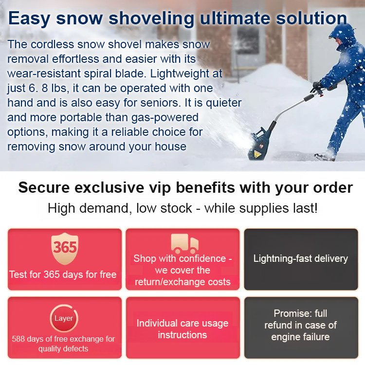 Save Your Back: 🌨️💪 4lb Ultra-Light 20V Cordless Snow Shovel Clears Driveways in Minutes ❄️