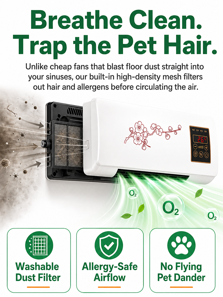 German No-Install Wall AC:Plug & Play Cooling & Heating. No-Drill. 10-Year Warranty
