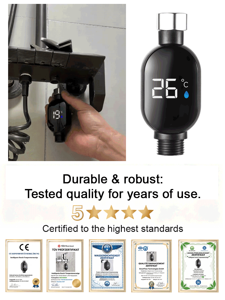 100% Accurate】Smart Digital Temp Display 🌡️. Instant 0.1s Readout, Safe for Elderly & Pets 👵🐾. Universal Fit for All Faucets & Showers! 🚿