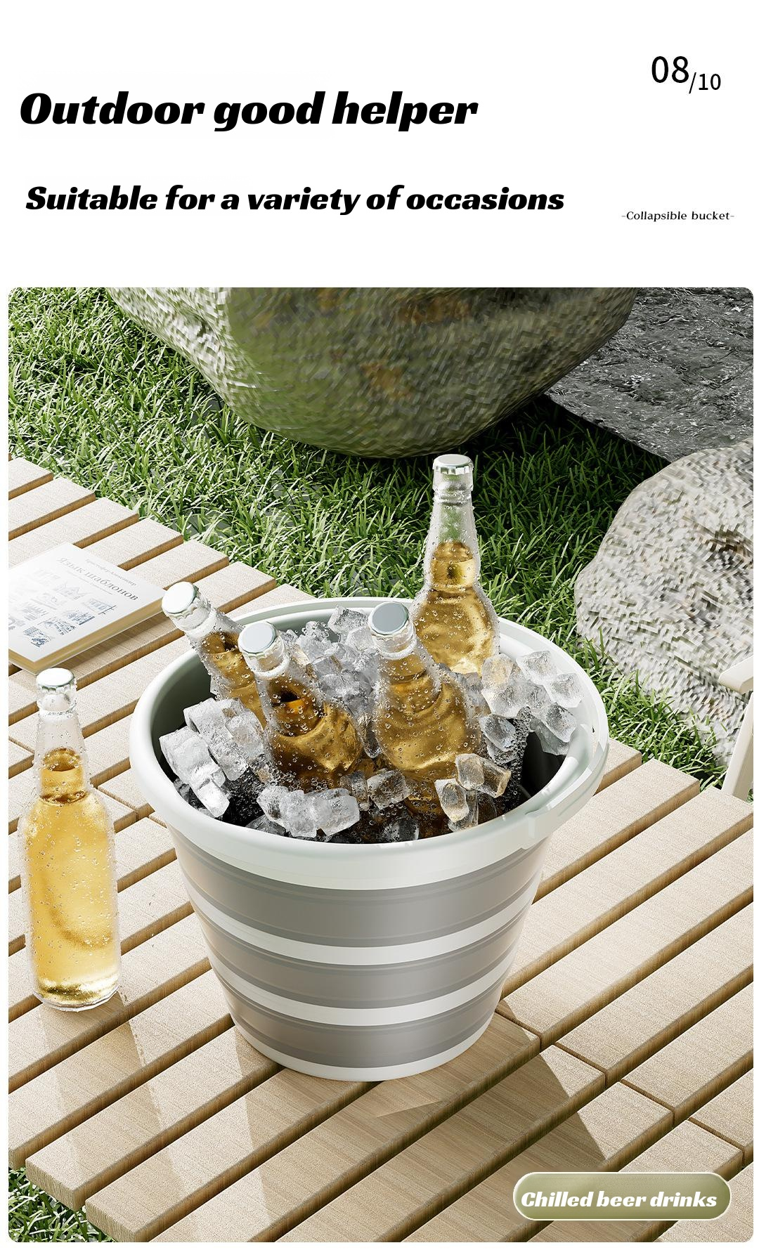 Easy-to-carry two-color folding bucket