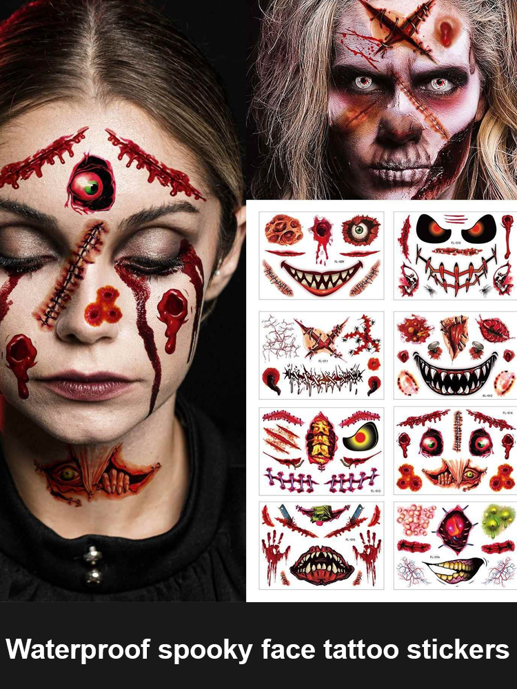 Hilarious & Spooky Waterproof Halloween Face Tattoos