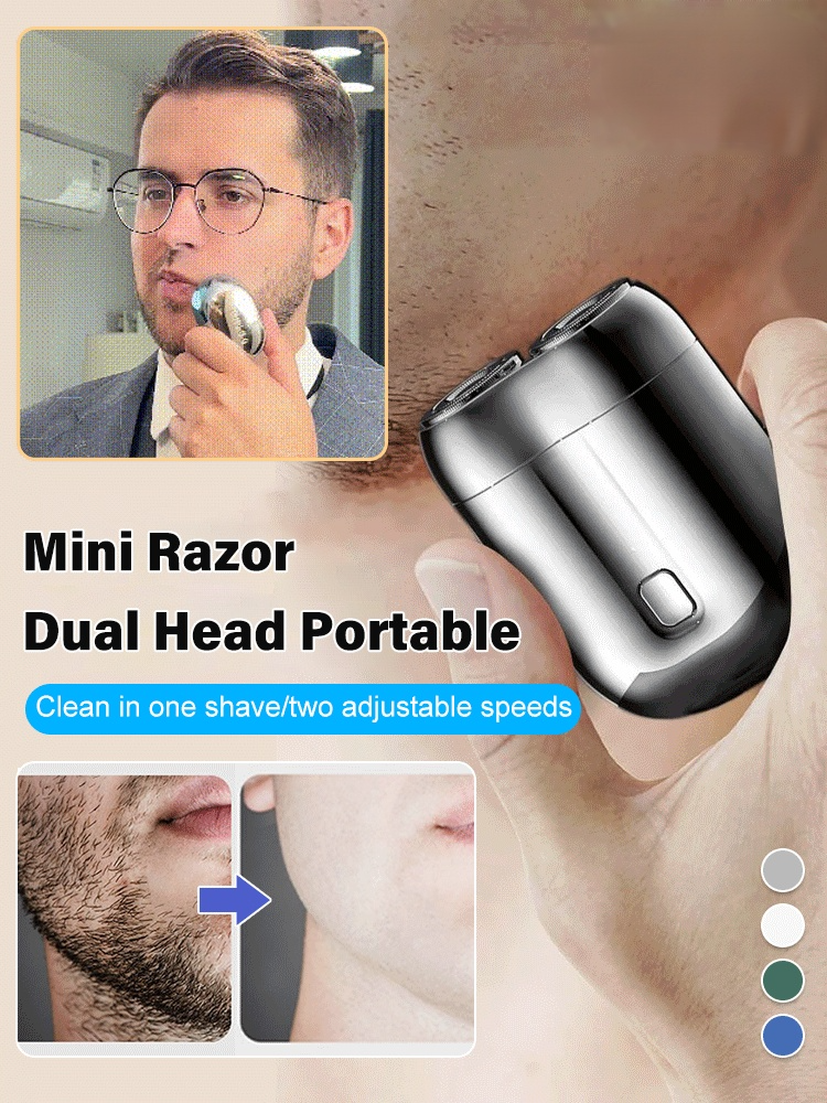 The new mini dual-head electric shaver: Obliterates stubborn stubble in 3 seconds,leaving no corner untouched! ⚡️ Its mini design is perfect for home 🏡, travel ✈️, and the office 💼.